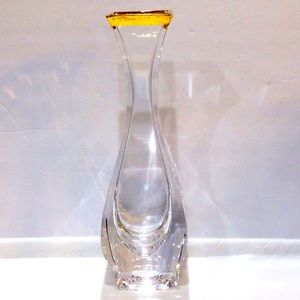 Vintage Royal Gallery Italy Lead Glass  Bud Vase gold trim